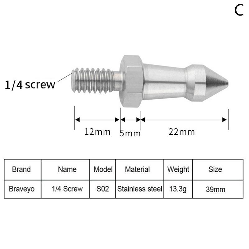 Tripod Spike 1/4 3/8 M8 Inch Camera Monopod Feet Screw Fixed Accessories