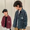Весна и осень мальчики новая модная свободная клетчатая рубашка с длинным рукавом