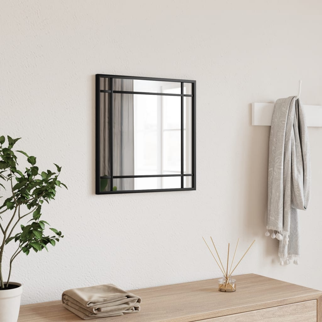 Wall Mirror Black 40x40 cm Square Iron