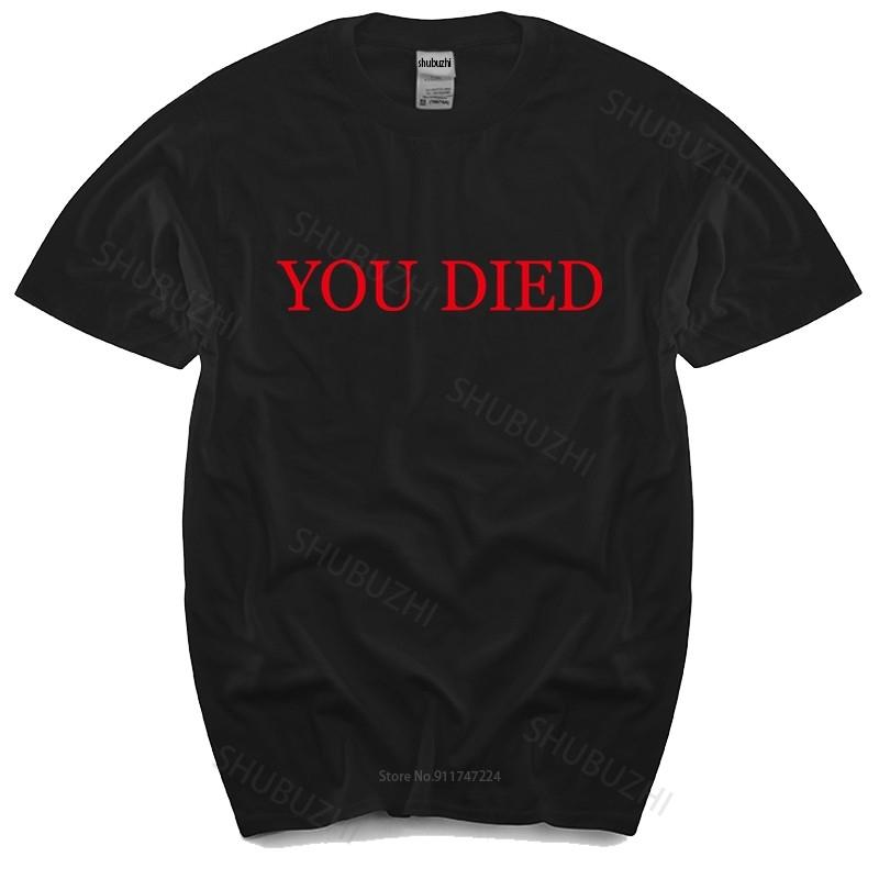 cotton tshirt men summer tees Dark Souls Tshirt You Died MENS Bloodborne Dark Souls 3 Demons Souls fashion brand teeshirt