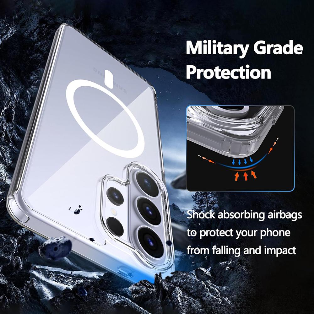 Magnetic For Wireless Charging Case For Samsung Galaxy S26 Ultra S2 S22 S23 S24 FE Plus Clear Hybrid PC Hard Cover Soft