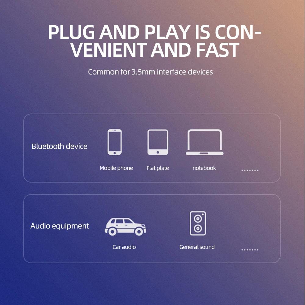 Автомобильный адаптер Aux Bluetooth 5,3, беспроводной аудиоприемник, USB-разъем 3,5 мм, TF-карта, передатчик громкой связи для автомобильного динамика