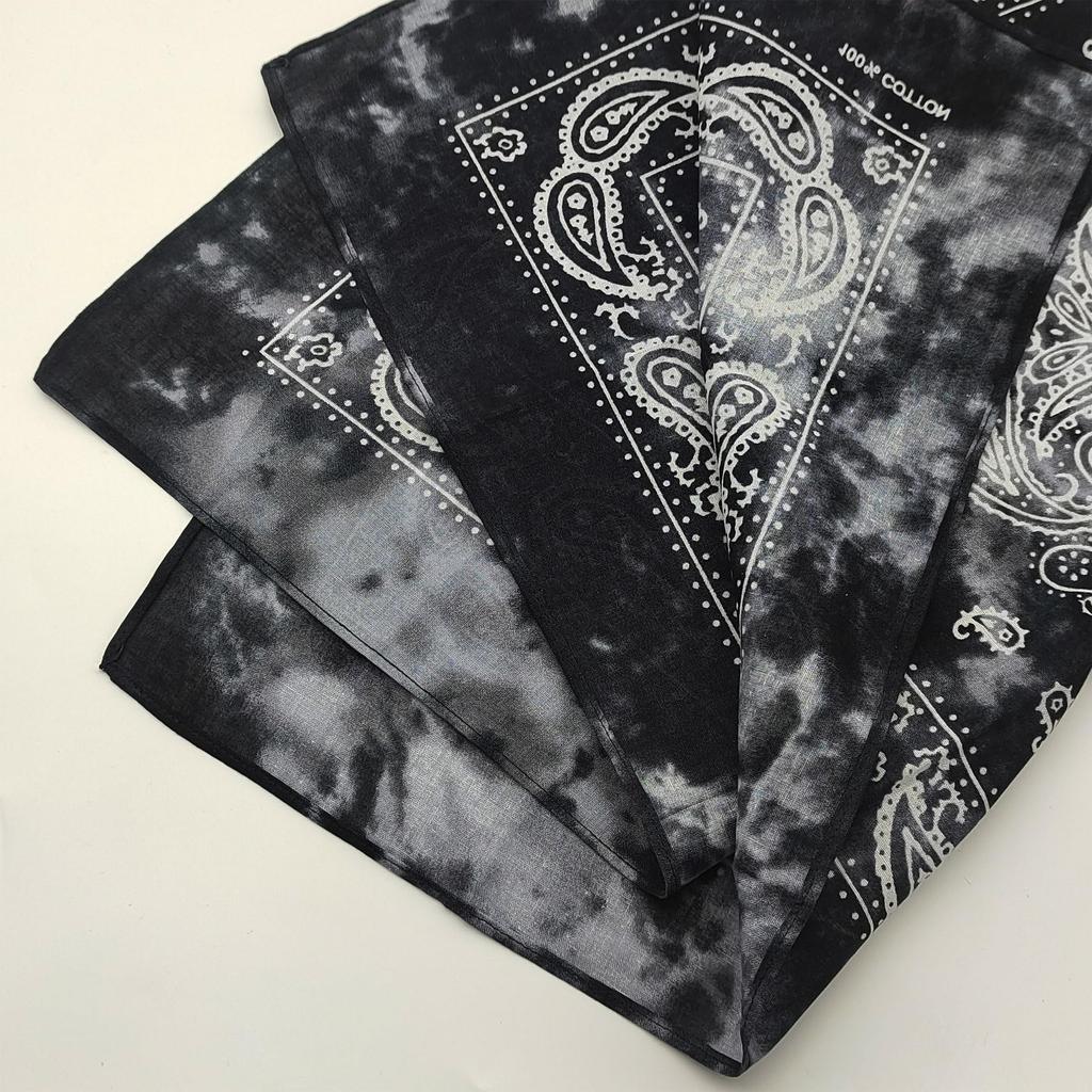Треугольная бандана Paisley с черным тай-дай, 100% хлопок, для взрослых, 55 см x 55 см, черная