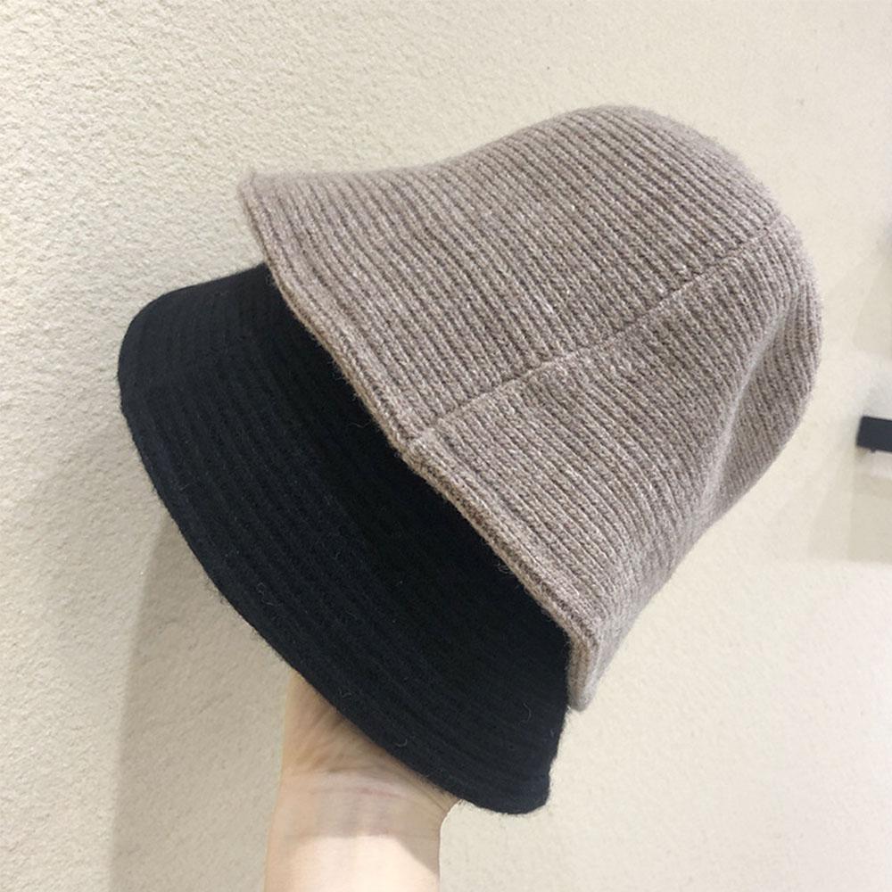 Fashion Women Winter Knitted Thicken Autumn Bucket Hat Warm Hats Felt Wool Hat Fishing Cap