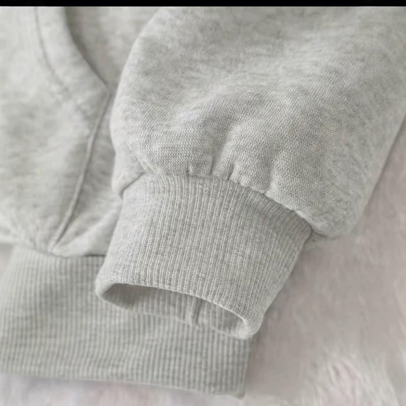Winter Oversized Vintage Letter Print Hoodie Warm Fleece Lined Casual Commute Sweatshirt Women