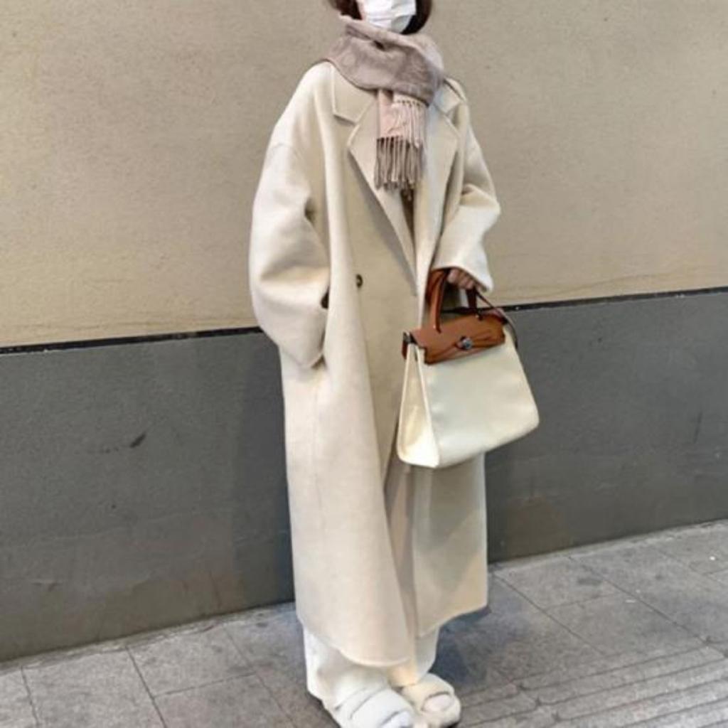 Женское осенне-зимнее пальто со свободными лацканами, утолщенное ветрозащитное, теплое, мягкое, двубортное, однотонное, с карманами, с длинным рукавом, женский плащ средней длины