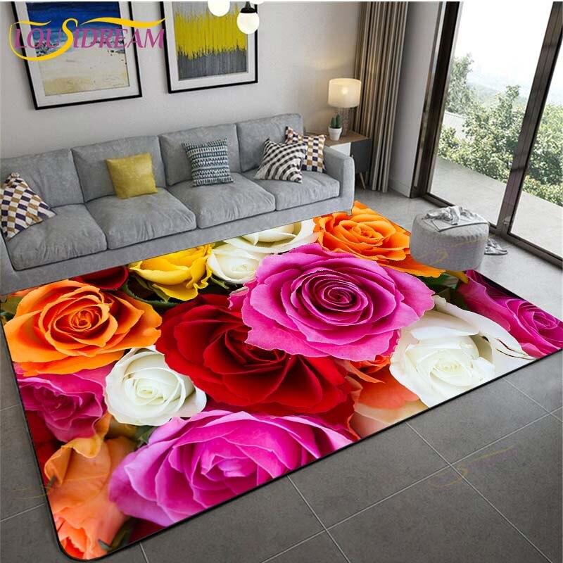 Золотые/красные розы, цветы, 3D-печать, ковры, свадебный декор, большие коврики, ковер на День святого Валентина, домашний большой ковер, подарок для комнаты девушки, напольный коврик