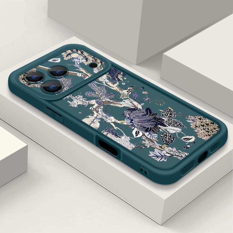 Luxury Retro Dark Floral Pattern Case For iPhone 17 Pro Max Shockproof Bumper Soft Silicone Cover For iPhone 16 15 14 13 Pro 12 11 16E Air