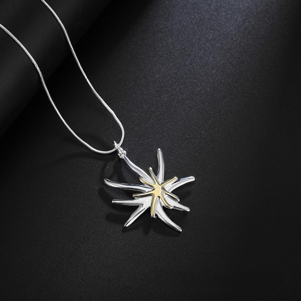 Ювелирное посеребрение европейского и американского золотого цвета, подвеска в виде морской звезды, серебряное ожерелье S925 с тонкой змеиной цепочкой
