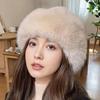 Шляпа из искусственного меха для женщин, Осенне-зимняя плюшевая шляпа-рыбак, Белая, Высококачественная, Взрослая, Скрывающая полноту лица, Теплая, Защищающая уши