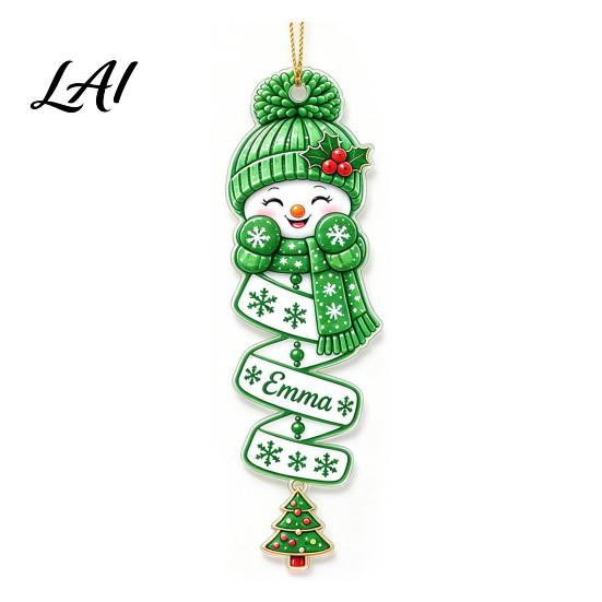Winter Home Decor Accessories Christmas Snowman Spiral Ornament 2D Flat Acrylic Hanging Theme Decorations Ornaments for Xmas Tree Holiday Party Cute