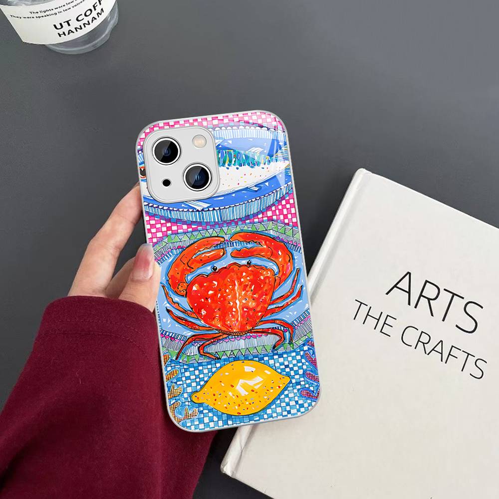 Sardines Fish Tempered Glass For Iphone 14 13 12 11 Pro Mini XS MAX 14Plus X XS XR Cover