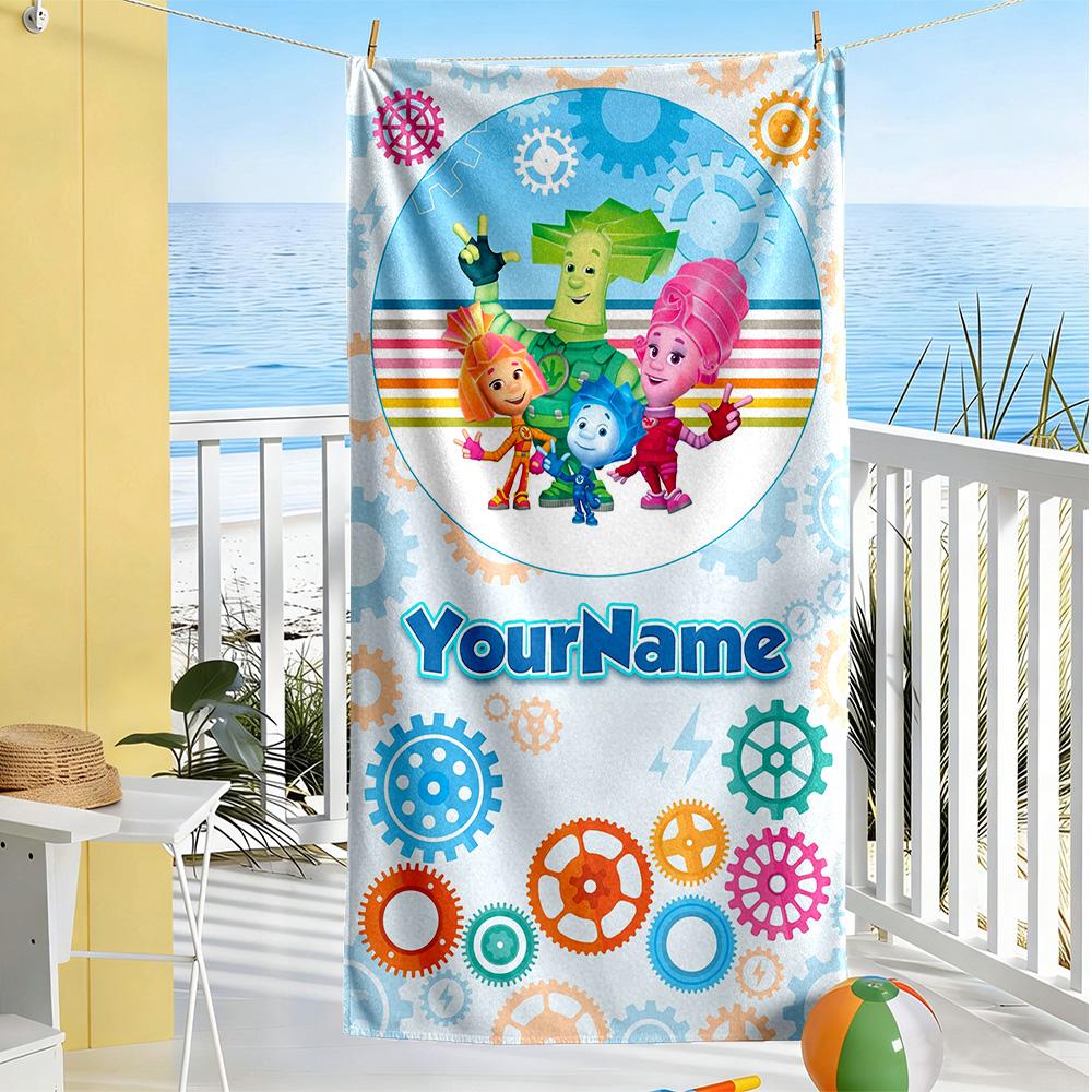 Fixies Customized Name Beach Towel Super Soft & Absorbent Ideal for Travel Outdoor Swim Pool Yoga Surf Camping Hiking Gym Gift Holiday