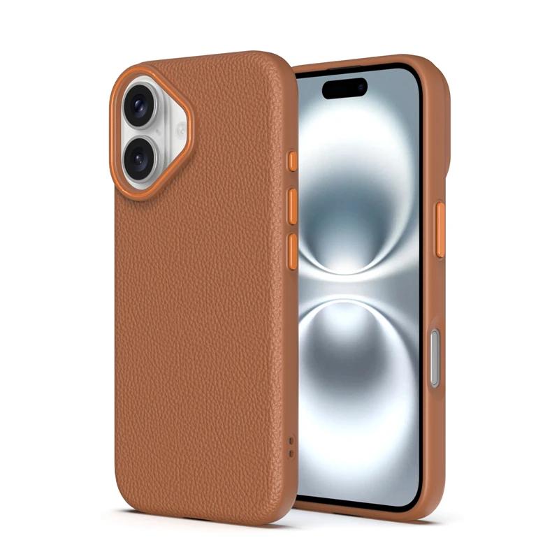 Роскошный деловой чехол из искусственной кожи с рисунком личи, мягкий чехол из ТПУ для iPhone 16, 14, 15, 13, 12, 11 Pro Max, 16Plus, противоударный чехол на заднюю панель