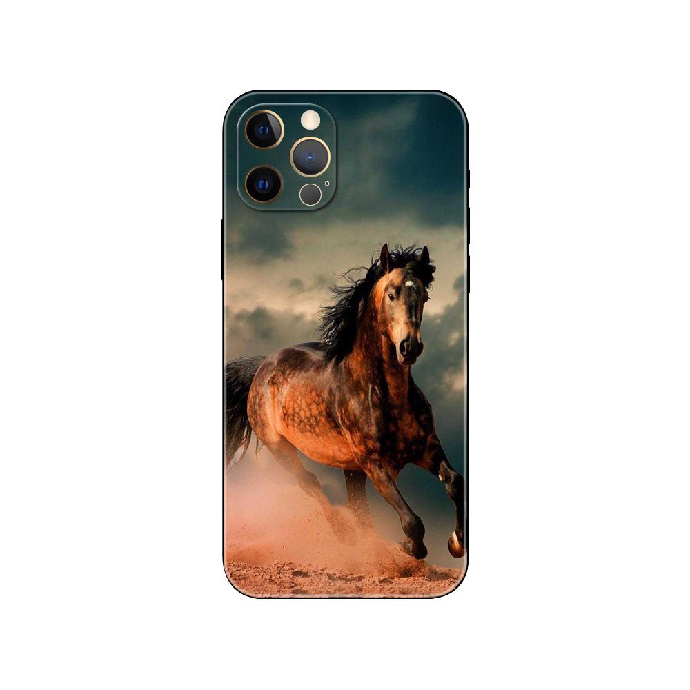 Чехол для телефона Running a horse in a animal pouch для iPhone SE 6 6S 7 8 Plus X 10 XR XS 11 12 13 mini pro MAX, черная задняя крышка из ТПУ