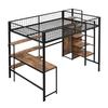 Iron Bed Several Shelves Bunk Built-in Wardrobe Desk Strong Load Adult Bearing Rustic Look Metal Frame Loft Home Furniture