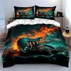 Крутая Электрогитара с Принтом Огня и Воды Мягкая Удобная Пододеяльник Постельное Белье Комплект Включает 1*Пододеяльник  2*Наволочки