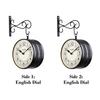 Металлические двухсторонние винтажные настенные часы для гостиной, дома и офиса