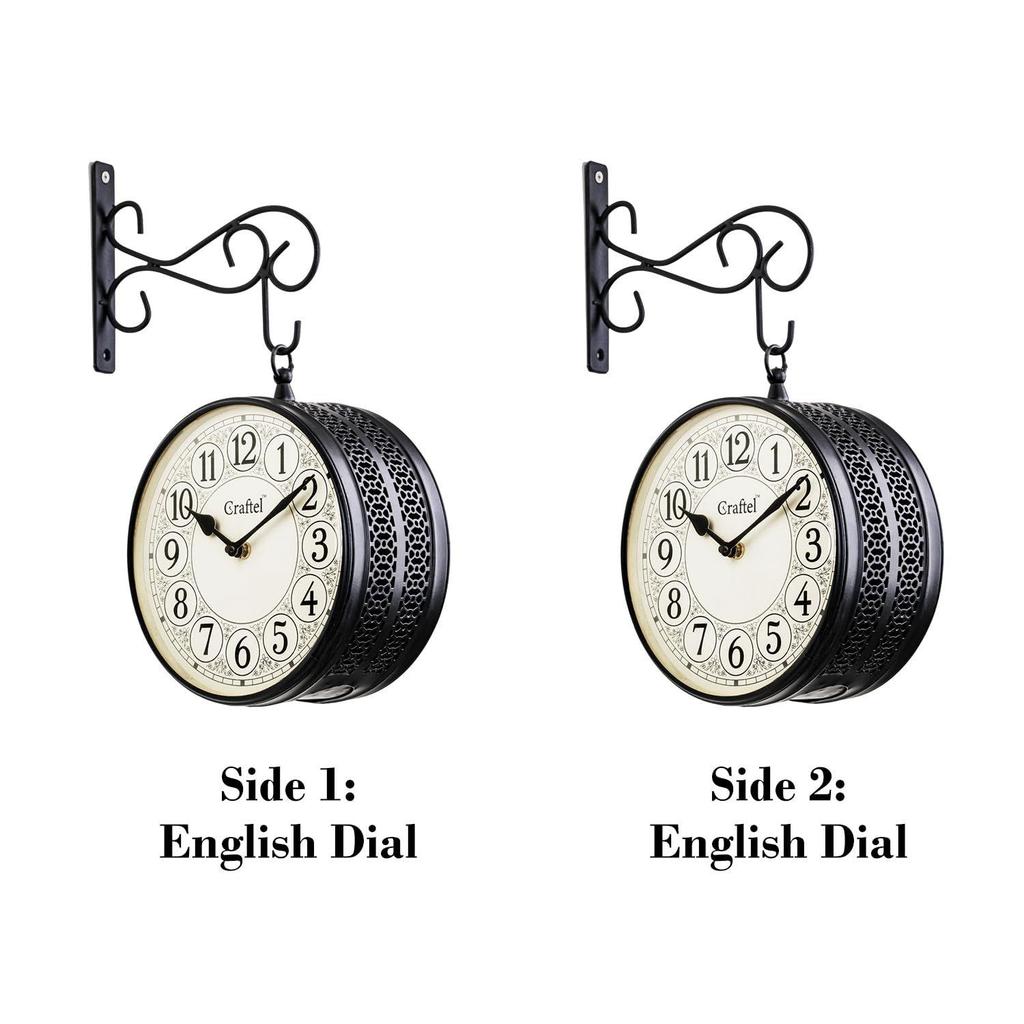 Металлические двухсторонние винтажные настенные часы для гостиной, дома и офиса