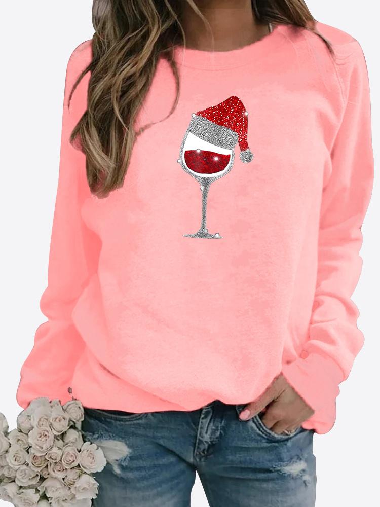 Autumn and Winter Women's Christmas Theme Printing Sweater Round Neck Long Sleeve Casual Sweatshirt Plus Size Top