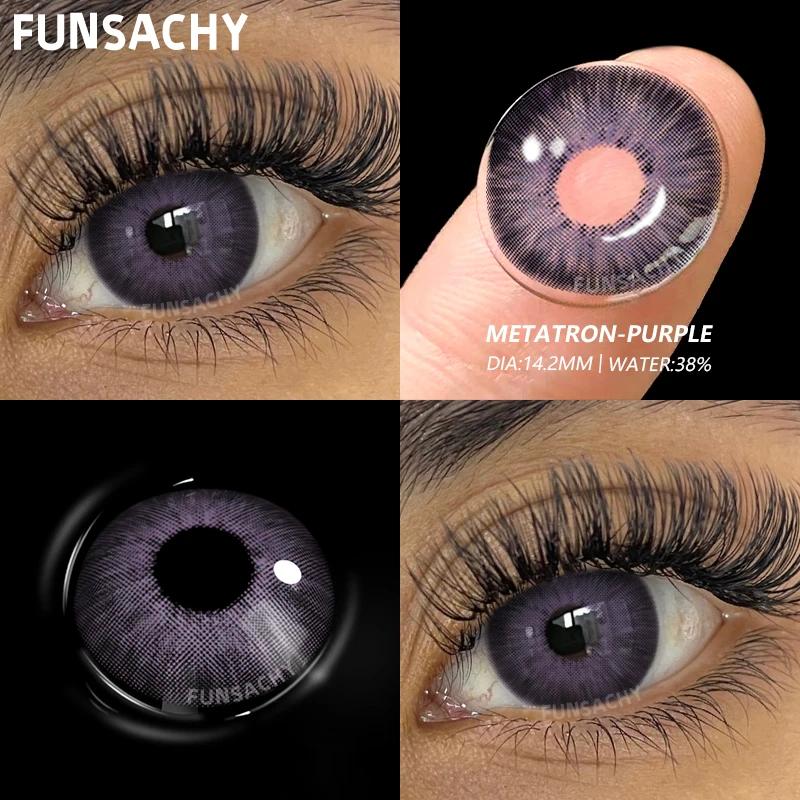 FUNSACHY 1pair Colorcon Colored Contact Lenses for Eyes Fashion Beauty Pupils Blue Lens Natural Cosmetic Makeup Lenses Yearly
