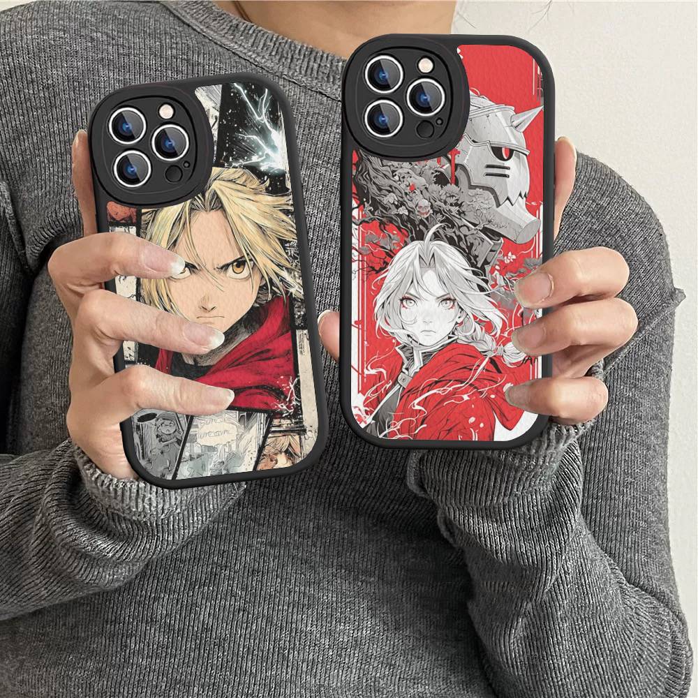 Anime F-Fullmetal A-Alchemist Leather Phone Case For IPhone 16 15 14 13 12 11 Pro Max Plus Shockproof Cover