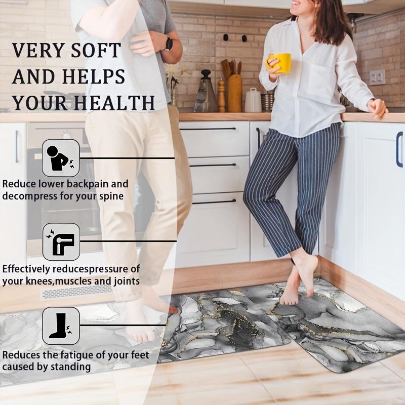 1 шт. анти-усталостные кухонные коврики с роскошным мраморным принтом, водонепроницаемые, нескользящие, толстые, мягкие, прочные, удобные, стоячие коврики для кухни