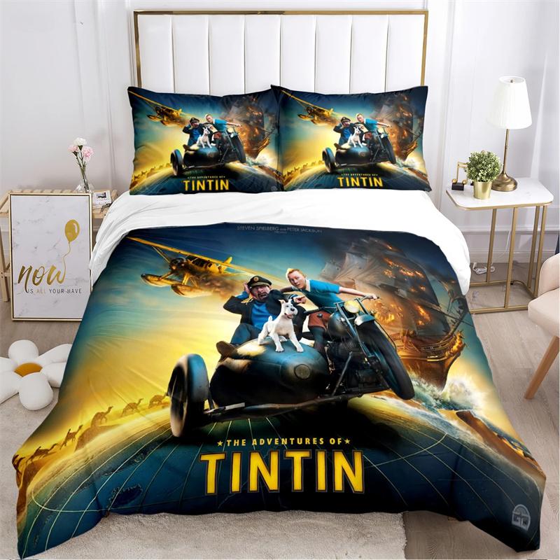 Cute T-Tintines Cartoon Funny All Season Duvet Cover Bedding Sets Soft Quilt Cover and Pillowcases Teen Single/Double/Queen/King