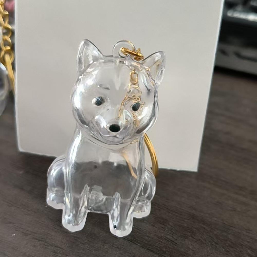 Transparent Pet Hair Keychain Dog Shape Puppy Pendants Cartoon Dog Hair Storage Box  Jewelry Gift