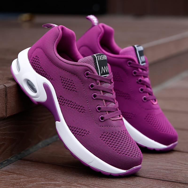 Large Size Summer New Women's Shoes Fashion Air Cushion Sports Shoes Trend Casual Women's Shoes Breathable Fly-woven Mesh Shoes