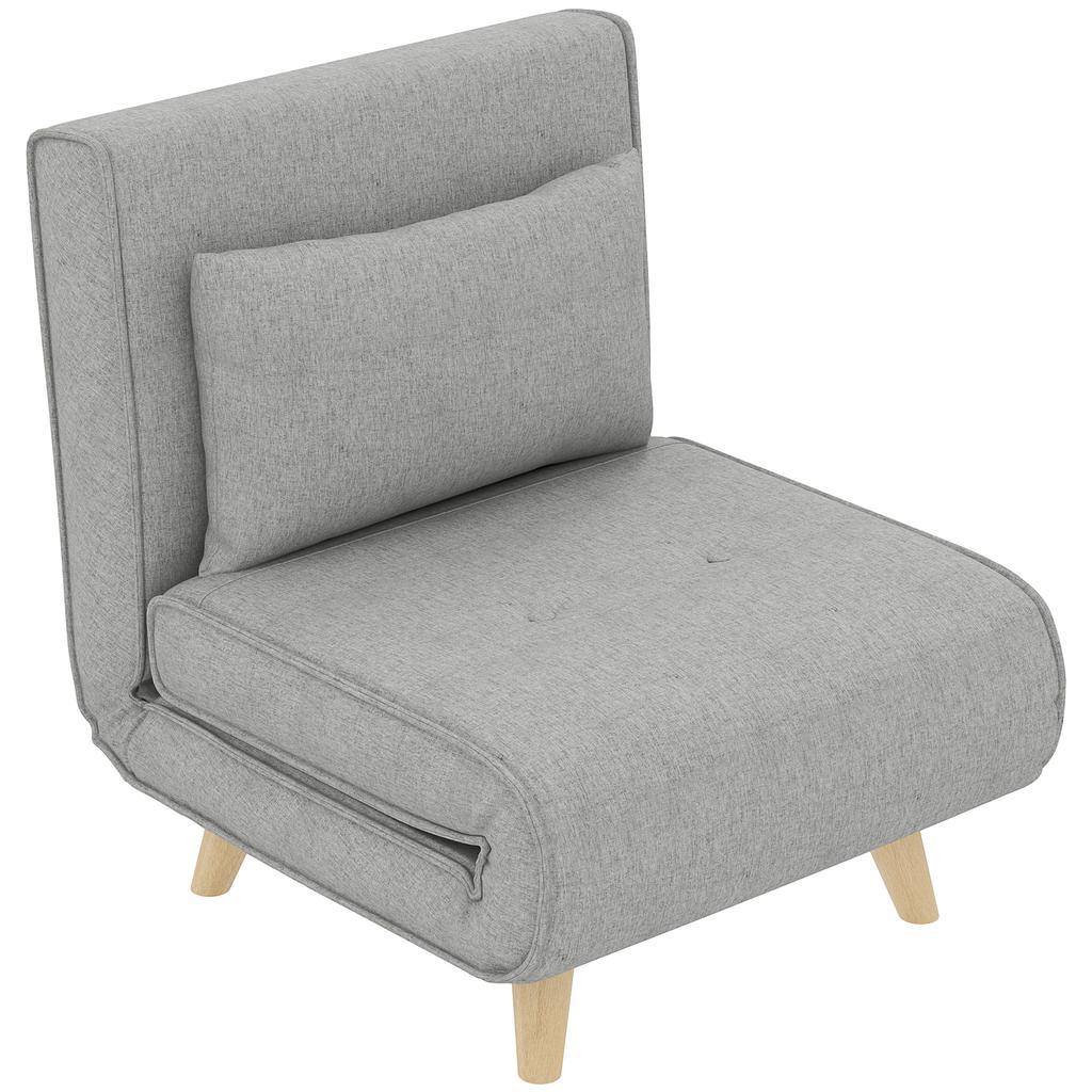 Sleeper Chair, 6-Level Adjustable Backrest, Linen Look, up to 150 kg, Light Grey
