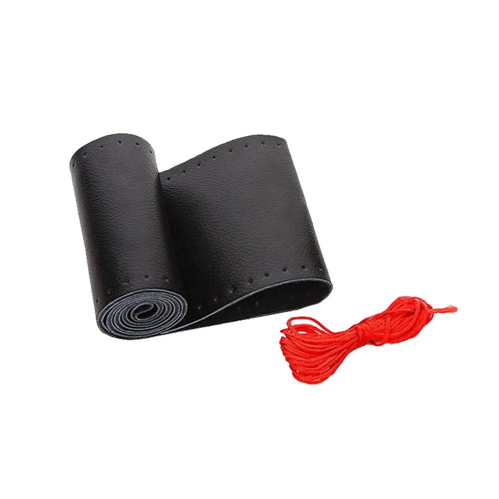 1 комплект, универсальный автомобильный чехол на руль из натуральной кожи, дышащий, удобный, сделай сам, сшитый вручную, чехол для оплетки рулевого колеса автомобиля