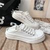 Women's Shoes Round Toe Female Footwear Canvas White High On Platform Stylish Offer New Arrival 2024 Cheap Low Price Urban