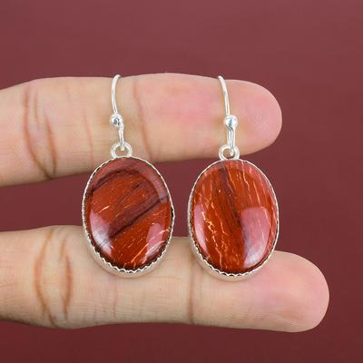 Серьги из красной змеиной яшмы, серьги с драгоценными камнями, антикварные ювелирные изделия, серьги ручной работы, серьги из стерлингового серебра 925 пробы, подарки для мамы, абсолютно новые ювелирные изделия