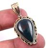 Natural Bloodstone Gemstone 925 Solid Sterling Silver TwoTone Pendant 1.50" O8u60