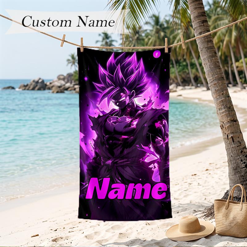 Dragon Ball Custom Name Printed Beach Towel Personalized Soft Towel For Swimming Beach Travel