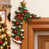 Rustic Holiday Decor Christmas Wooden Door Topper, Funny Snowman Nutcracker Penguin Angel Santa Claus Home Party Accents Frame Corner Sign for Window