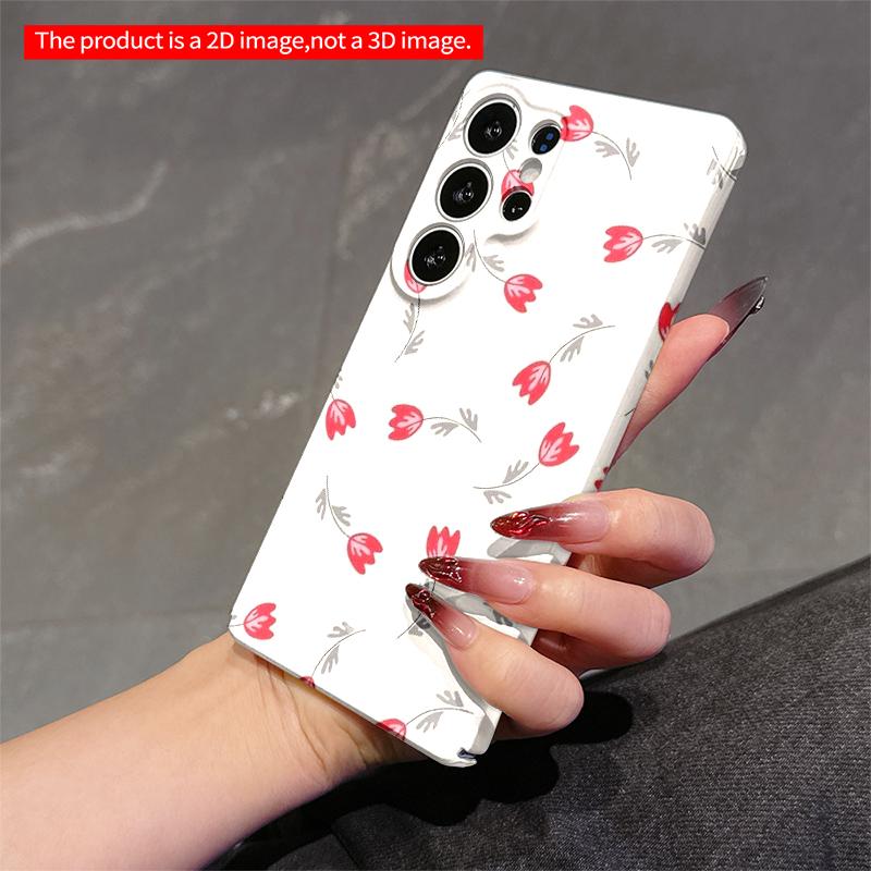 2DFlat Samsung phone case Red Tulip Floral Pattern Phone Case Applicable to Galaxy S22 S23 S24 S25ULTRA S26 A12 A13 A14 A15 A16 A34 A35 A54 A55