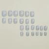 24pcs Short Square Fake Nails Cute & Simple Solid Color With Glitter Detail Nail Wraps For Daily Wear, Jelly Glue And Nail File Included