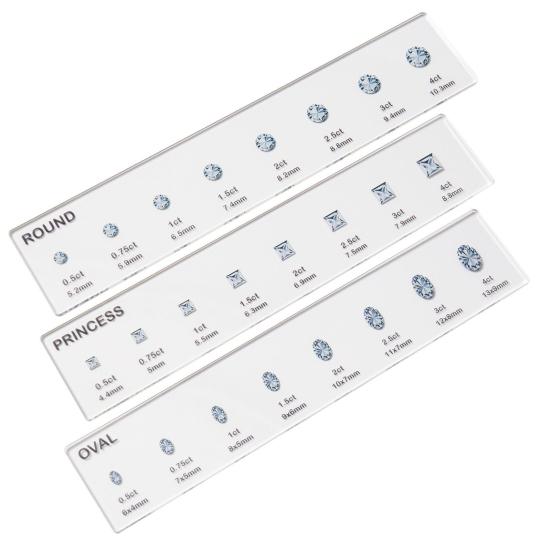 1/3Pcs Rhinestone Measuring Ruler Transparent Acrylic Round Oval Square Rhinestone Size Measurement Ruler Reference Template Jewelry Guide Ruler