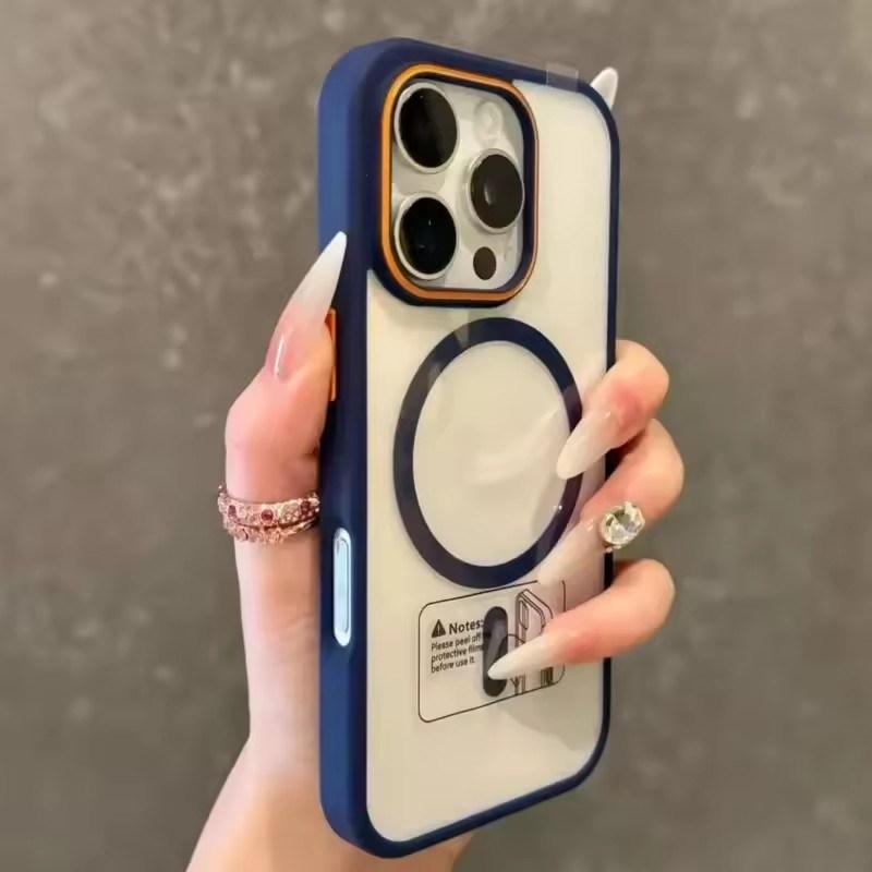 Роскошный прозрачный чехол Magsasfe для iPhone 16 15 14 Plus 13 12 11 Pro Max цветной бампер ударопрочный магнитный чехол для беспроводной зарядки