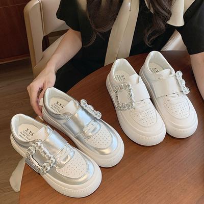 Летние тонкие дышащие кожаные маленькие белые туфли женские туфли новые универсальные туфли на липучках для сноуборда повседневная спортивная обувь