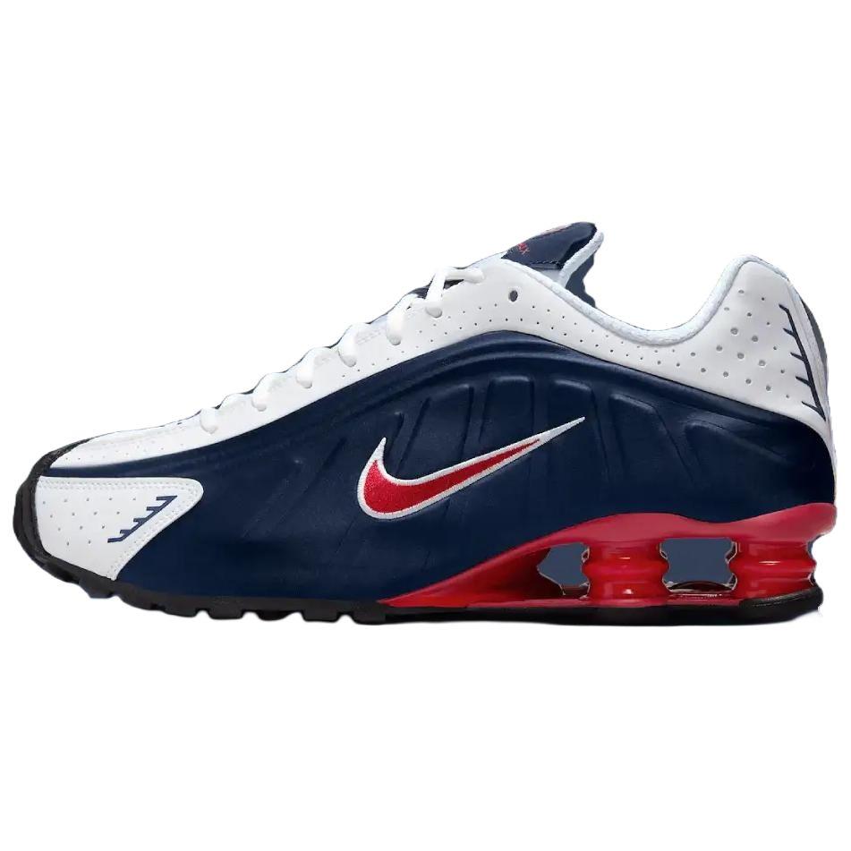 Nike Shox R4 Нескользящие Износостойкие Низкие Повседневные Кроссовки для Бега Унисекс Сине-Белые Кроссовки HQ1988-400