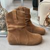 Модные женские замшевые повседневные ботинки 2025 Осень Модные ботильоны Новые короткие слипоны на плоской подошве Ретро Универсальные Мягкая подошва Женские ботинки