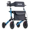 VEVOR Rollator Walker with Seat for Seniors, Ultra Compact 3-Fold Rolling Walker, Lightweight Aluminum Mobility Walking Aid with PU Solid Wheels