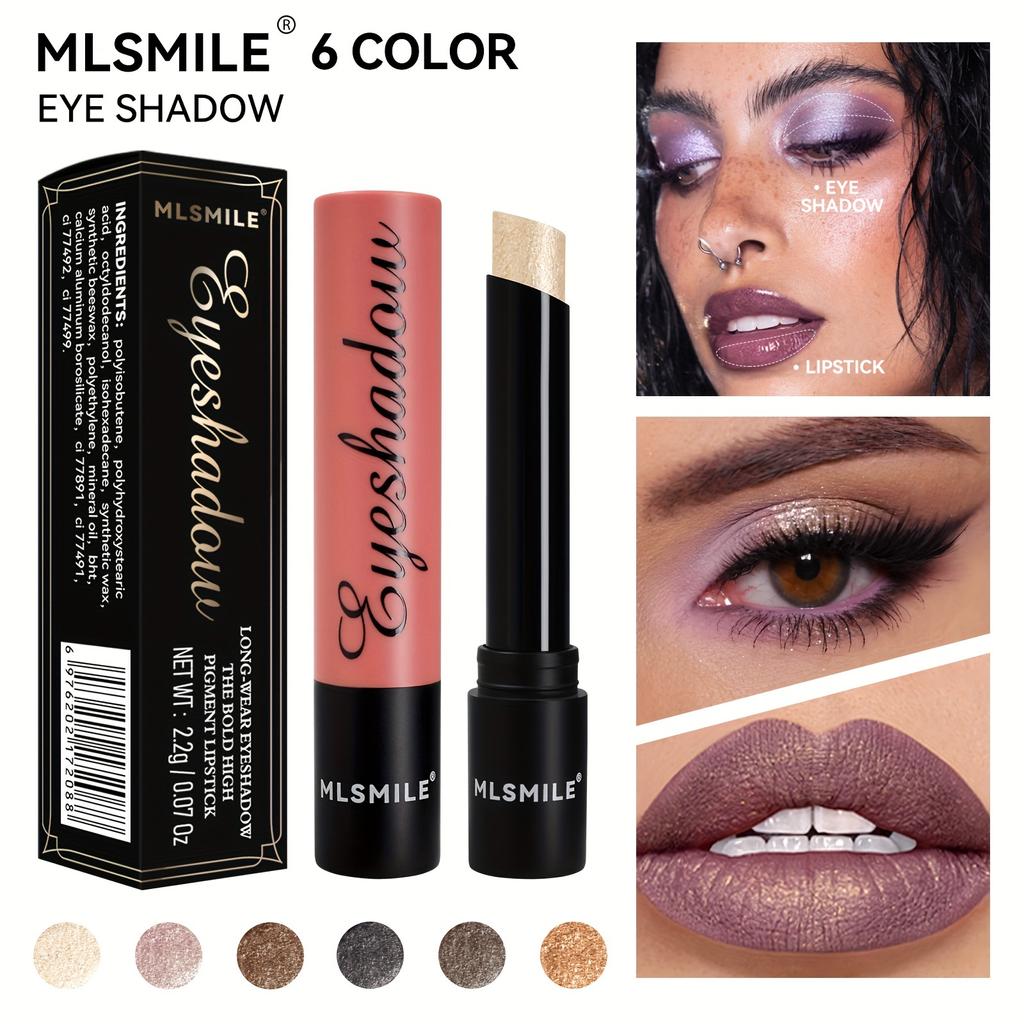 Shimmer Eyeshadow Stick Lipstick Стойкий водостойкий хайлайтер с мелким мерцанием, металлическим финишем - 2-в-1 для макияжа губ и глаз