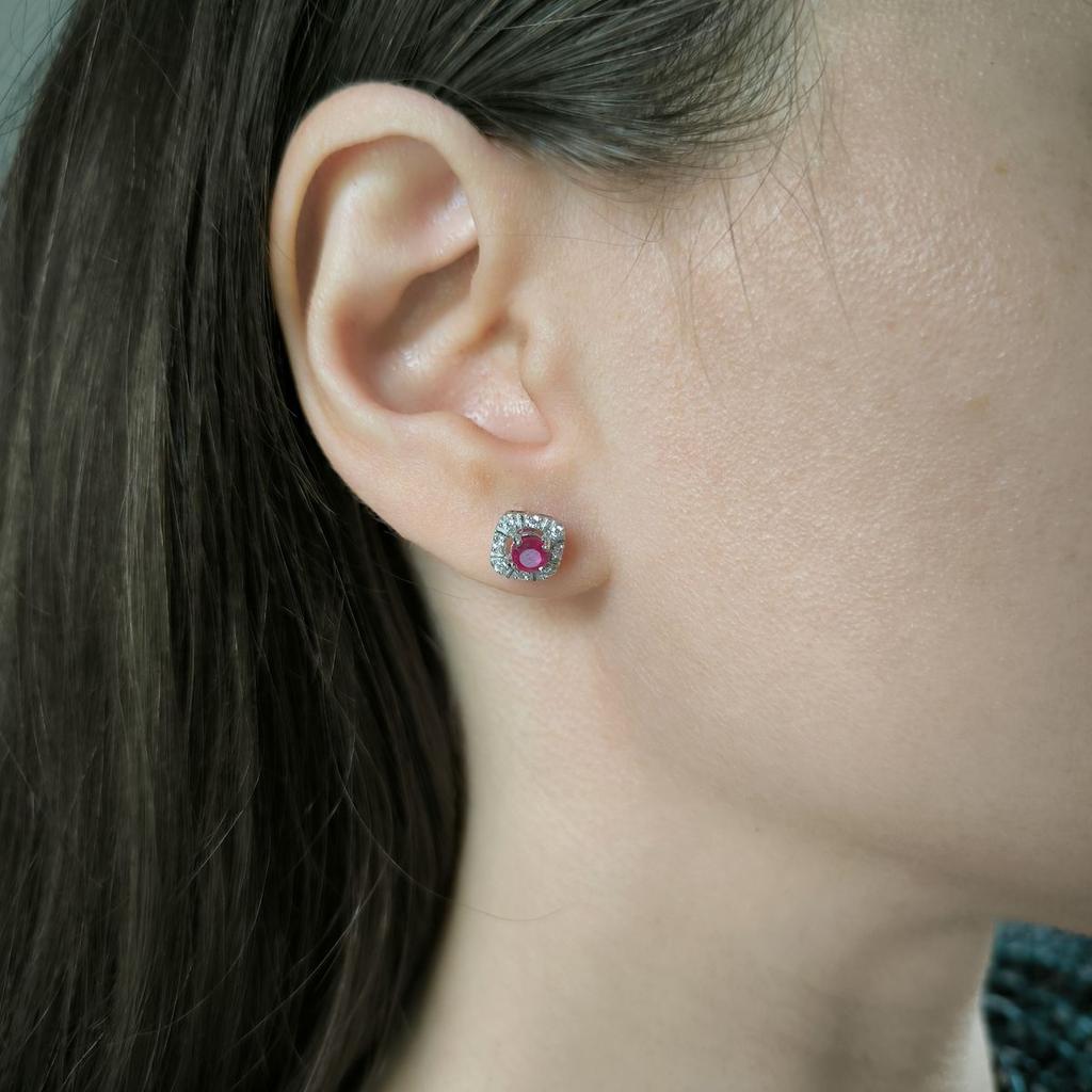 Silver Earrings with Natural Ruby 1.045ct (2187868)