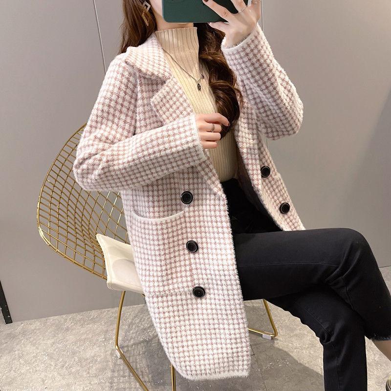 Women's Fall and Winter Medium-length Jacket Loose Knitted Cardigan Thickened Sweater
