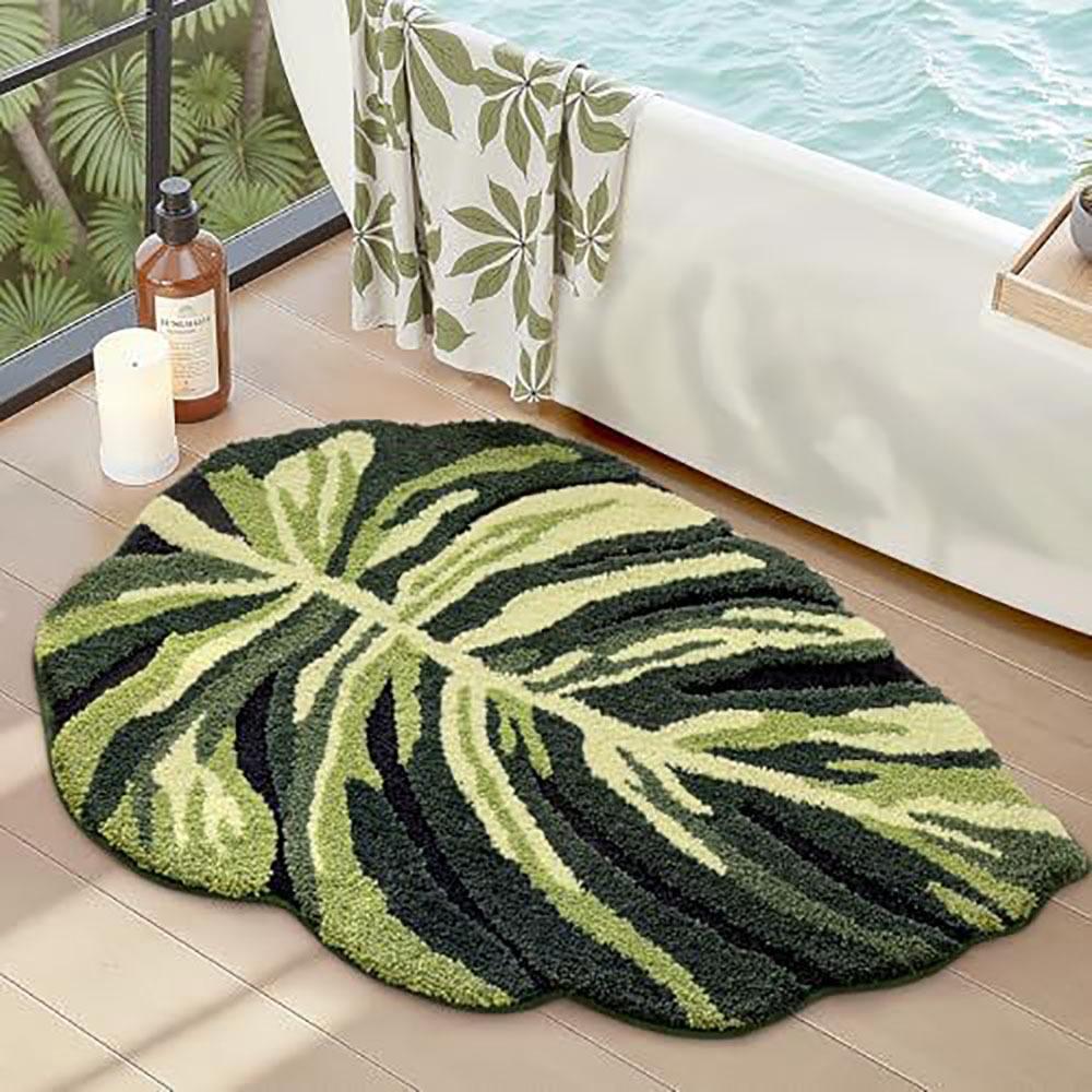 TPR Anti-Slip Plush Leaf Rug Soft Plush Water Absorbent Mat Foot Mat Bedside Rug Bedside Area