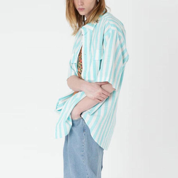 Levis Striped Collar Short Sleeve Shirt Men Shirts Light-Blue A4329-0000